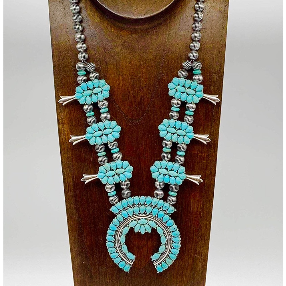 Faux Squash Blossom Necklace and Earrings
